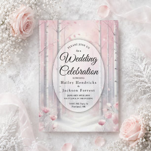 Convite Pétalas de fosco num Casamento de Woodland de inve