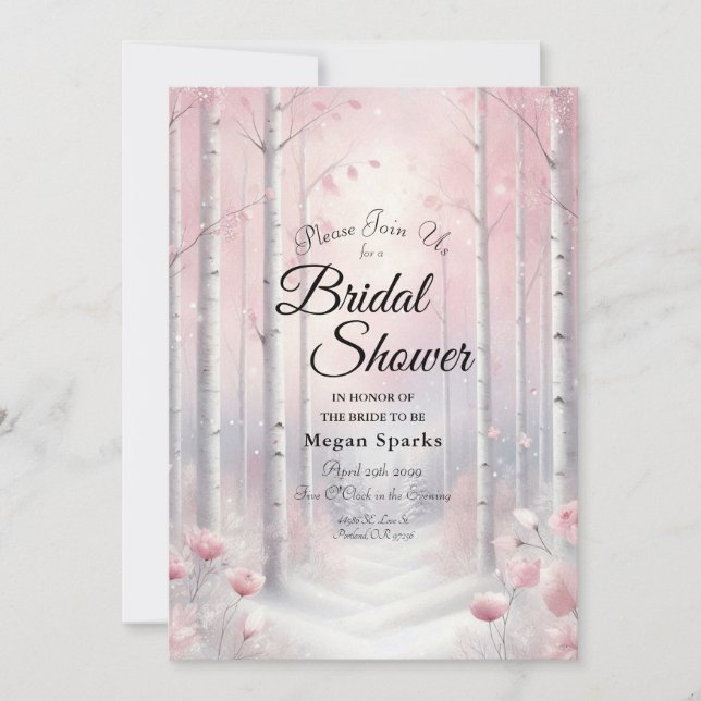 Convite Pétalas de fosco num Chá de panela de Woodland de  (Frente)