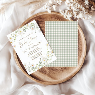 Convite Pétalas de Margarida Suave Chuveiro de Bebê Floral