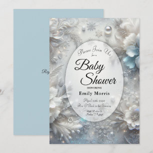Convite Pétalas de neve em Chá de fraldas congelado de san