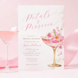 Convite Pétalas de Ouro Rosa e Chuveiro de Noiva Floral Pr