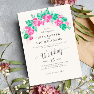 Convite Pétalas de Rosa Rosa Verde Flores Jardim Casamento