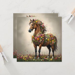 Convite Pétalas E Cascos: Jardim de Fantasia Marrom Horse