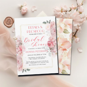 Convite Pétalas e Chá de panela Dourado de Glitter Prosecc