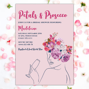 Convite Pétalas E Chá de panela Floral Rosa Prosecco