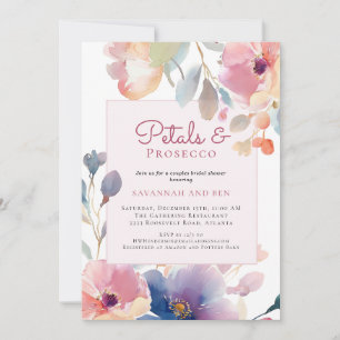 Convite Pétalas e Prosecco Casais Florais Chá de Noiva