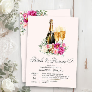 Convite Pétalas e Prosecco Rosa Peônia Chuveiro de Noiva