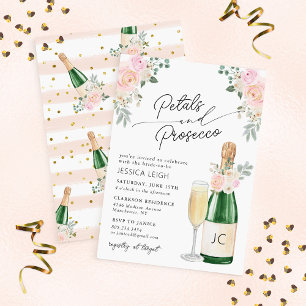 Convite Petalas e Prosecco Vinho Espumante Chá de Noiva