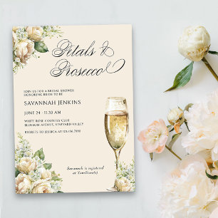 Convite Pétalas e Rosas Creme Prosecco Chá de Noiva