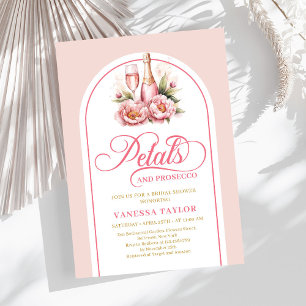 Convite Pétalas elegantes e celebração em dourado rosado p