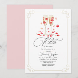 Convite Pétalas Elegantes e Chás de Bebê com Prosecco