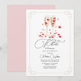 Convite Pétalas Elegantes e Chás de Bebê com Prosecco