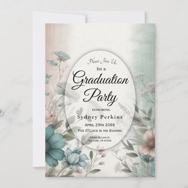 Convite Pétalas Escuras e Suave Serenidade Floral (Frente)