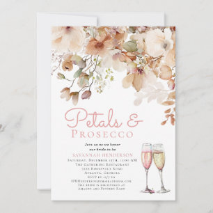 Convite Pétalas Florais e Prosecco Borbulhante Chá de Noiv