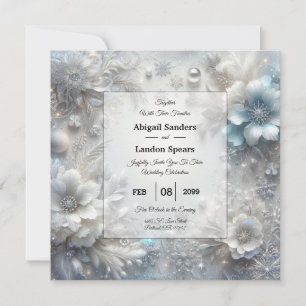 Convite Pétalas Nevadas em Casamento de Florada Congelada