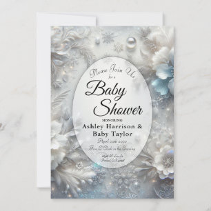 Convite Pétalas Nevadas em Chuvas de Inverno Baby Shower