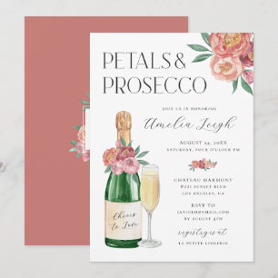 Convite Pétalas & Prosecco Bege Floral