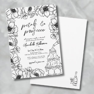 Convite Pétalas & Prosecco Chá de Noiva Floral Caprichoso
