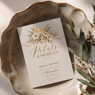 Convite Pétalas & Prosecco Chá de Noiva Floral Marfim