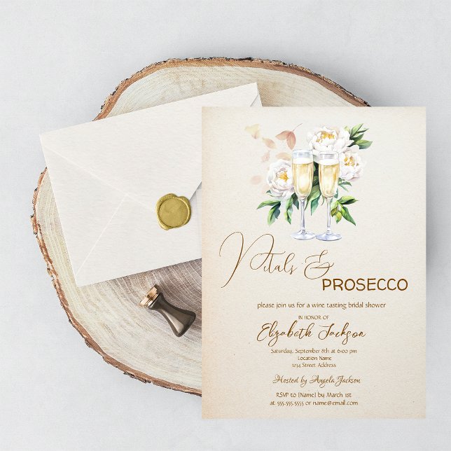 Convite Pétalas & Prosecco Flor branca Champanhe (Criador carregado)
