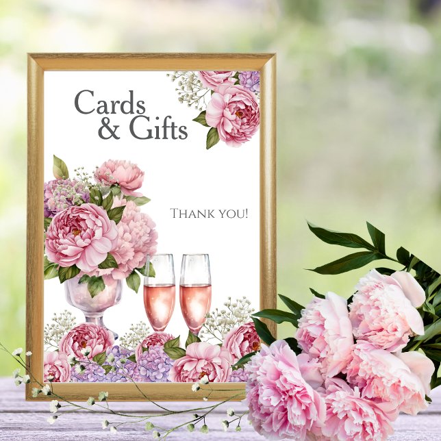 Convite Pétalas & Prosecco Placa de "Cartões e Presentes" (Petals & Prosecco "Cards & Gifts" Sign)
