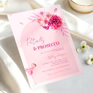 Convite Pétalas & Prosecco Rosa Rosto Floral Chá de Noiva