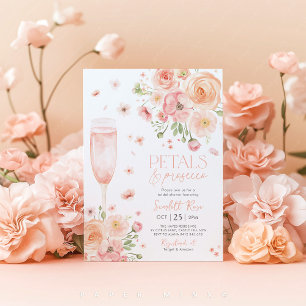 Convite Petals Prosecco Chá de panela Love In Bloom Peach