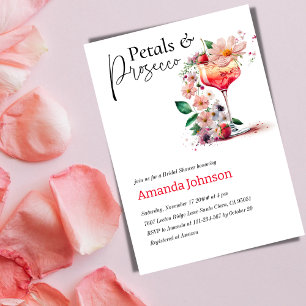 Convite Petals & Prosecco Floral Chá de panela Brunch
