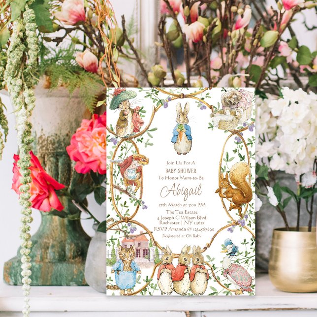 Convite Peter, o Chá de fraldas Beatrix Woodland (Criador carregado)