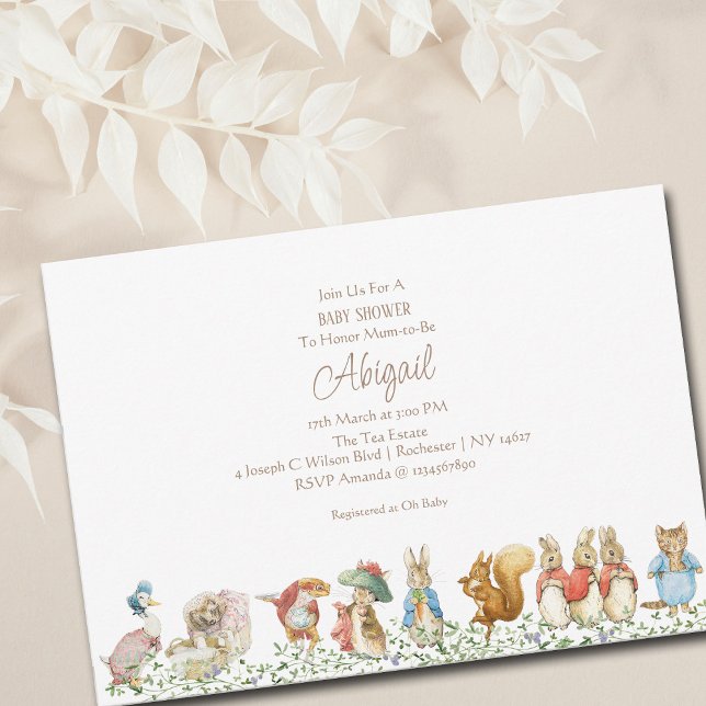 Convite Peter, o Chá de fraldas Beatrix Woodland (Criador carregado)