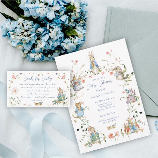 Convite Peter, o Chá de fraldas de flor selvagem do coelho (Criador carregado)