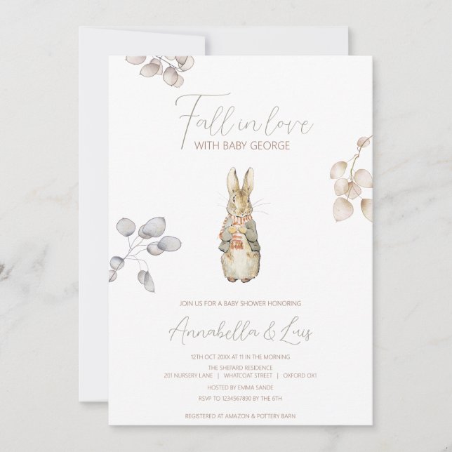 Convite Peter o Chá de fraldas de inverno do outono do Coe (Frente)