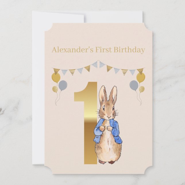 Convite Peter o Coelho Primeiro Aniversário (Frente)
