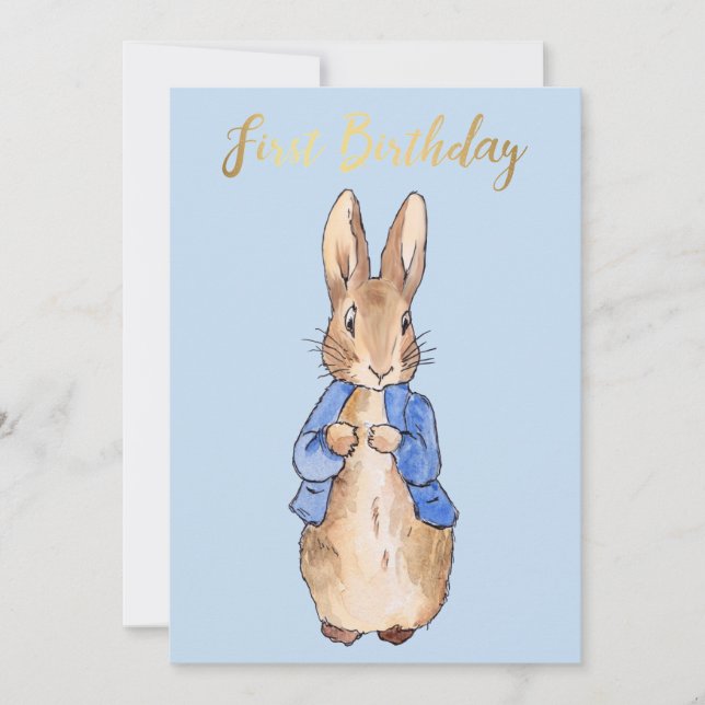 Convite Peter o Rabbit Primeiro aniversário (Frente)