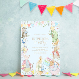 Convite Peter o Rabbit Primeiro Aniversário Azul