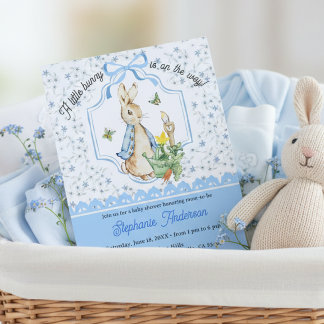 Convite Peter Rabbit Blue Wildflowers Books for Baby and