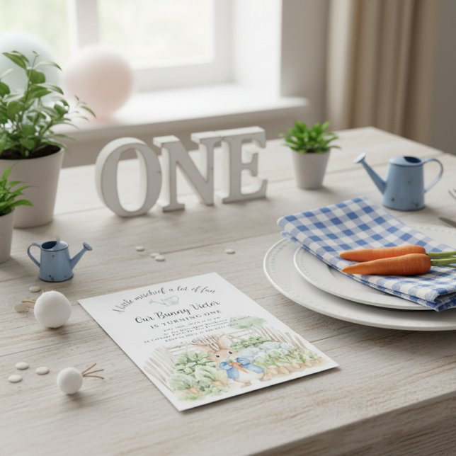 Convite Peter Rabbit Boy First Festa de aniversário Cabbag (Criador carregado)