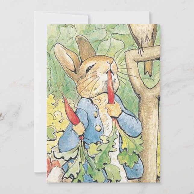 Convite Peter Rabbit In Garden - Beatrix Potter (Frente)