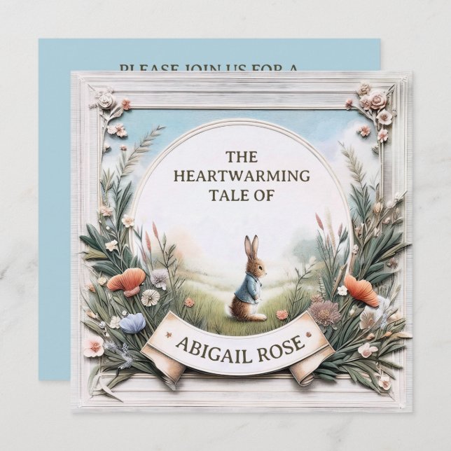 Convite Peter Rabbit no Jardim (Frente/Verso)