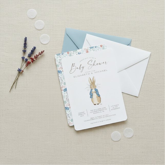 Convite Peter Rabbit | Sexo Chá de fraldas neutro (Criador carregado)