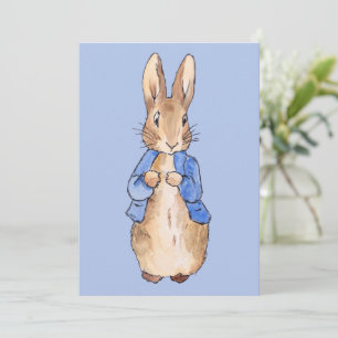 Convite Peter Rabbit sobre fundo azul