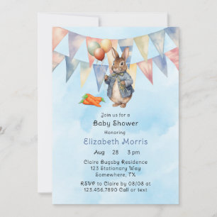 Convite Peter Rabbit Watercolor Baby Chá