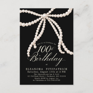 Convite PETITE Aniversário de 100 anos Laço de Pérola Pret