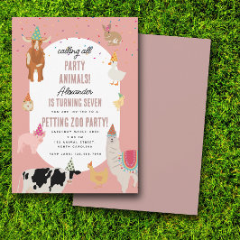 Convite Petting Zoo Party Animals Barnyard Birthday Girl