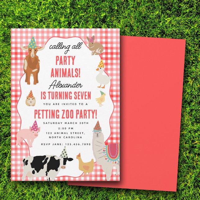 Convite Petting Zoo Party Animals Barnyard Birthday Theme (Petting Zoo Party Animals Barnyard Birthday Theme Invitation)