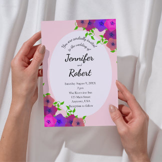 Convite Petunia Rosa Romântica Suave