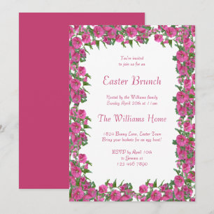 Convite Petúnias Florais Românticas Quadro de Brunch de Pá