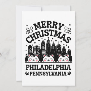 Convite Philadelphia City Pensilvânia Merry Christmas Cat