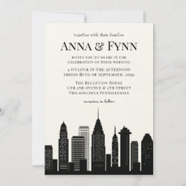 Convite Philadelphia Pennsylvania City Skyline Wedding Inv