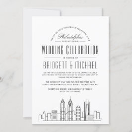 Convite Philadelphia Wedding | Linha Skyline Moderna de De